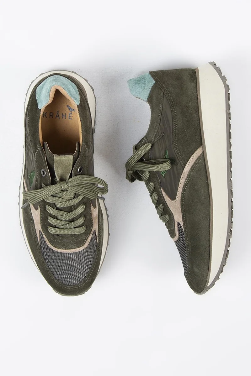 Krahe Krahe Calista Men's Genuine Leather Lace-up Sneakers Khaki-Beige