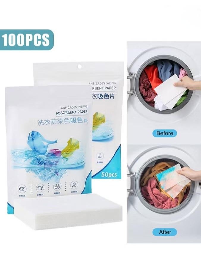 Clothing Dyeing Adsorption Sheet - Environmentally friendly innovation, anti-staining, suitable for a variety of washing machines, keep clothes bright and long-lasting, energy-saving, time-saving and convenient, prevent color mixing, fragrance-free - 100sheets/2pack - Image 1