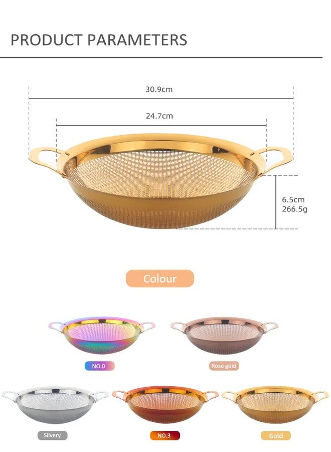 QOBIMOON Stainless Steel Colander With Handle and Legs Drain Basket for Pasta, Spaghetti, Berry, Veggies, Fruits, Noodles, Salads, Fruit Colander Strainer Metal Rice Sieve Kitchen Utensils-Rainbow Color - Image 4