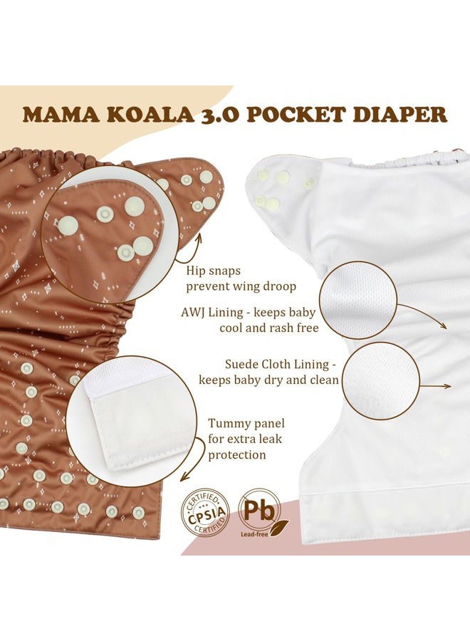 Mama Koala 3.0 Pocket Cloth Diapers for Babies with AWJ Lining, 6 Pack with 6 4-Layer Natural Cloth Diaper Inserts - Reusable and Washable Pocket Diapers(Simply Neutrals) - Image 5