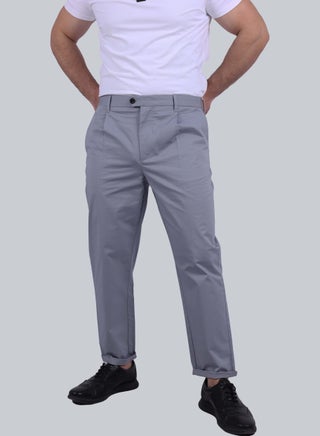 Men's Casual Flat Front Pleated Pant in Bering Sea