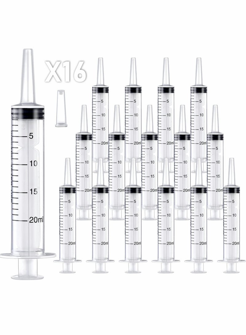 KASTWAVE 20ml Plastic Syringe, Large Syringes Tools for Liquid, Sterile and Individually Sealed for Measuring, Watering, Refilling, Feeding Pets, Scientific Labs, Oil or Glue Applicator, 16 Pack  - Image 1