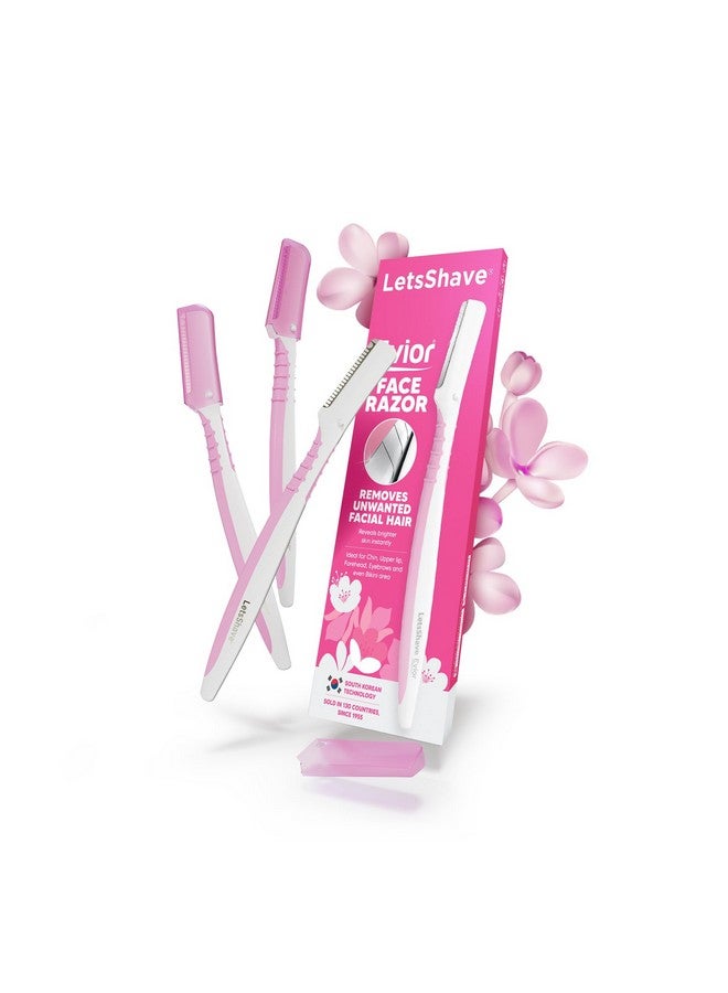 LetsShave Evior Reusable Face Razor For Women Facial Hair- 3 Razors | Instant & Painless Hair Removal | For Eyebrows, Upper Lip, Forehead, Peach Fuzz, Chin And Sideburns | Dermaplaning Tool - Image 1