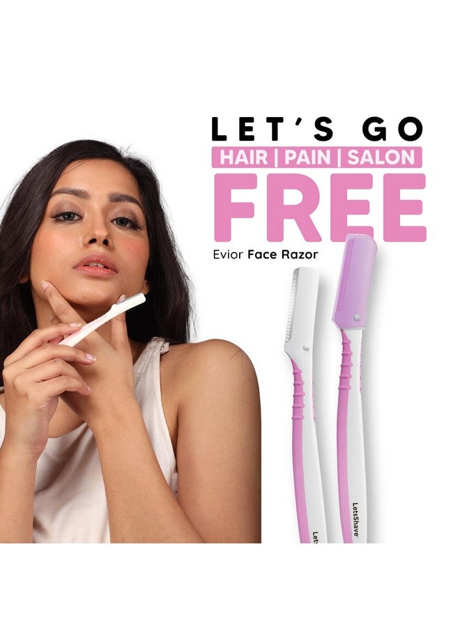LetsShave Evior Reusable Face Razor For Women Facial Hair- 3 Razors | Instant & Painless Hair Removal | For Eyebrows, Upper Lip, Forehead, Peach Fuzz, Chin And Sideburns | Dermaplaning Tool - Image 2