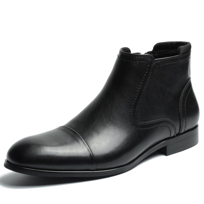 Cestfini Black Chelsea Boots Men Dress Boots with Zipper Casual Men's Leather Chelsea Ankle Boots KELLY11-BLACK-12