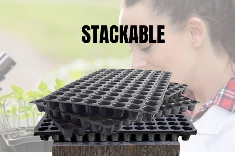 Halsey Germination Seedling Trays -Black,104 Holes Germination Tray for Seedling, Nursery Tray for Plants, Reusable Tray for Garden Plantation (Pack of 20 Trays) - Image 4