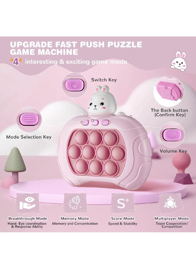 Pop Fidget Games for Kids, Handheld Quick Push Bubble Toy, Push Bubble Pop Puzzle Game, 4 Modes, More Challenging Travel Portable Puzzle Game Machine for Kids Girl Boy Birthday Gift（Rabbit） - Image 2