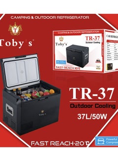 Toby's Tobys TR-37 Electric Cooler Portable Refrigerator Freezer Compact Fridge freezer Electric Cooler for Car RV Vehicle Boat Home Use Travel Camping Truck Party Picnic Outdoor (37 Liter) 