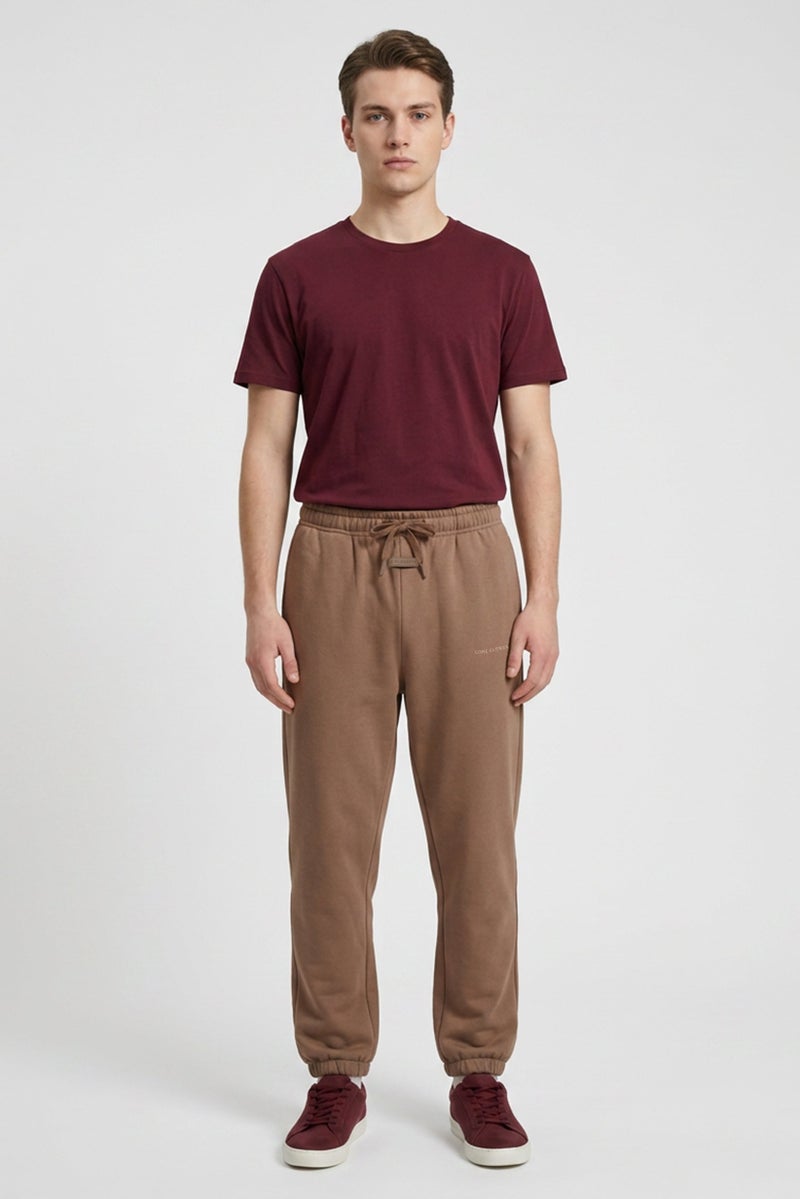 Core Elements Men Regular Fit Embroidered Logo Jogger Pants, Brown - Image 3