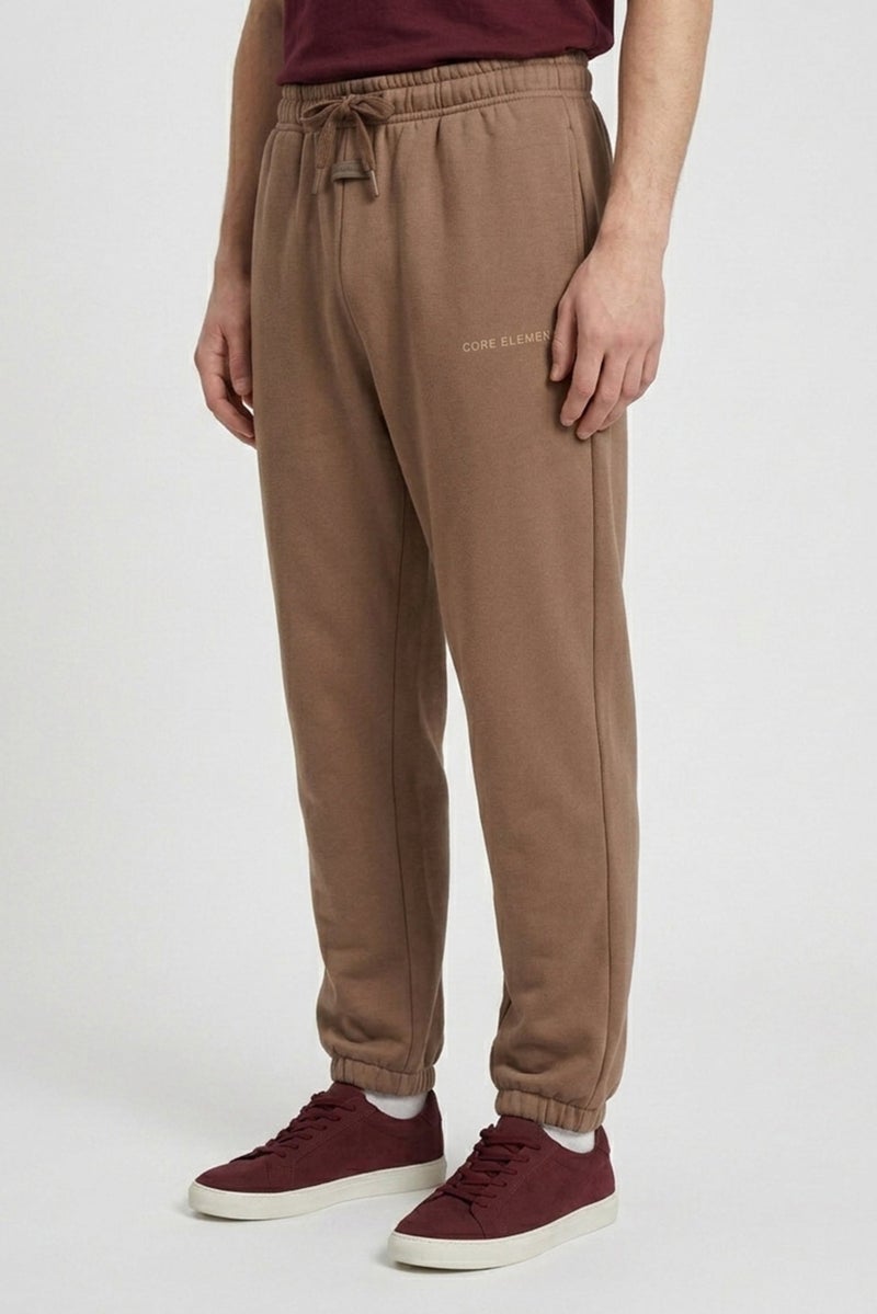 Core Elements Men Regular Fit Embroidered Logo Jogger Pants, Brown - Image 2