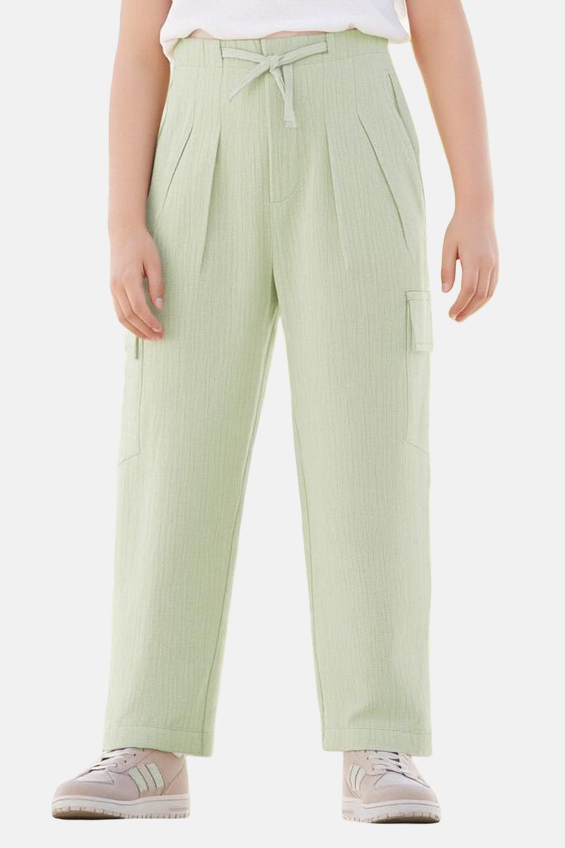 KOTON Kids Girl Solid Pants, Mint Green  - Image 1