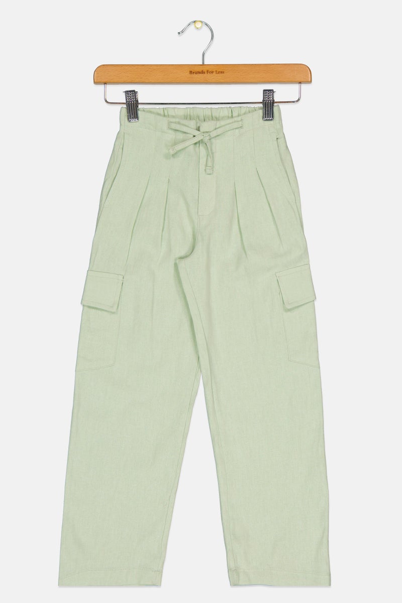 KOTON Kids Girl Solid Pants, Mint Green  - Image 2