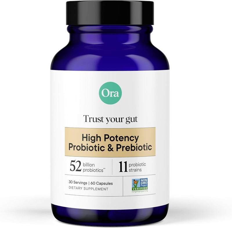 Ora Organic أورا أورجانيك بروبيوتيك مع بروبيوتيك 52 مليار CFU 11 سلالة مدروسة سريرياً لصحة الجهاز الهضمي ثق في أمعائك خالي من الجلوتين 60 كبسولة - Image 1