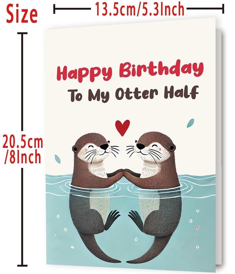 Mcduldul Happy Birthday Gifts Cards for Husband Wife Boyfriend Girlfriend, Funny Birthday Card for Men Women Him Her, Cute Otter Gifts - Image 4