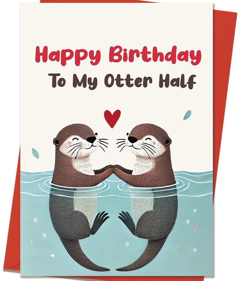 Mcduldul Happy Birthday Gifts Cards for Husband Wife Boyfriend Girlfriend, Funny Birthday Card for Men Women Him Her, Cute Otter Gifts - Image 1