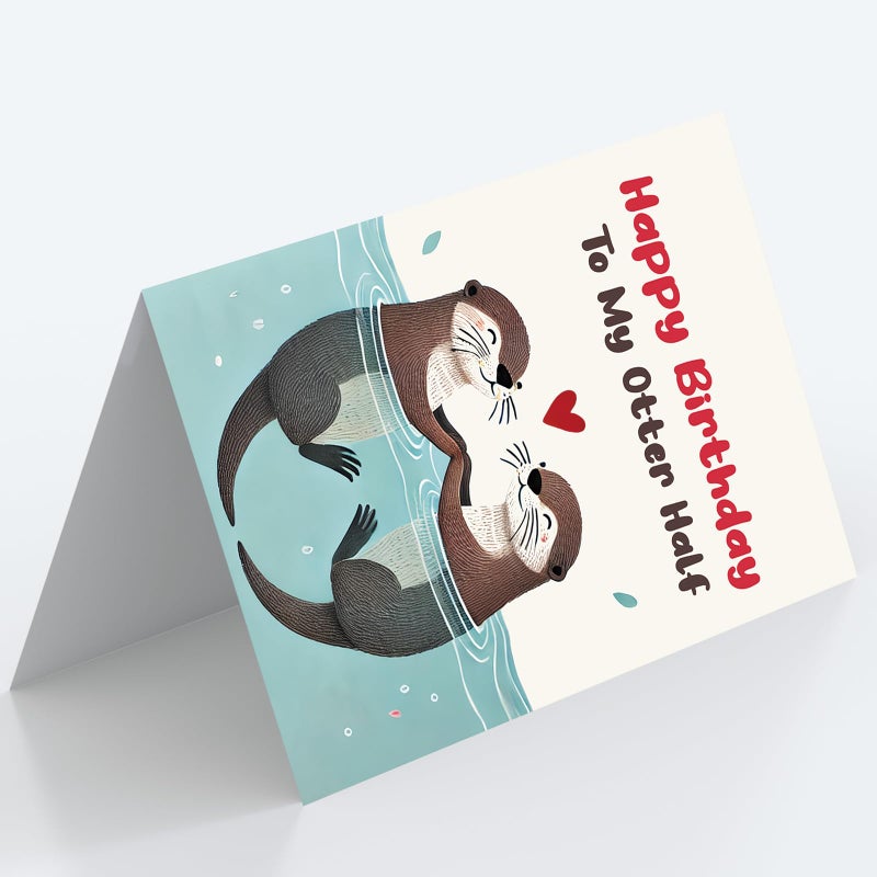 Mcduldul Happy Birthday Gifts Cards for Husband Wife Boyfriend Girlfriend, Funny Birthday Card for Men Women Him Her, Cute Otter Gifts - Image 3