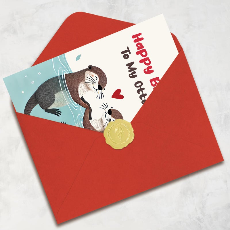 Mcduldul Happy Birthday Gifts Cards for Husband Wife Boyfriend Girlfriend, Funny Birthday Card for Men Women Him Her, Cute Otter Gifts - Image 5