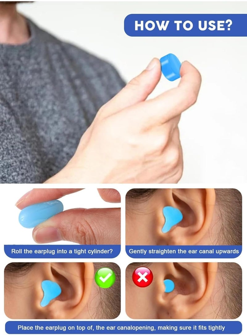 ATRJSZ Silicone Ear Plugs, 60 Pairs (2 Pack) Soft Moldable Ear Plugs with 38dB Noise Cancelling, Reusable Waterproof Earplugs for Sleeping, Swimming, Travel and Concerts - Image 3