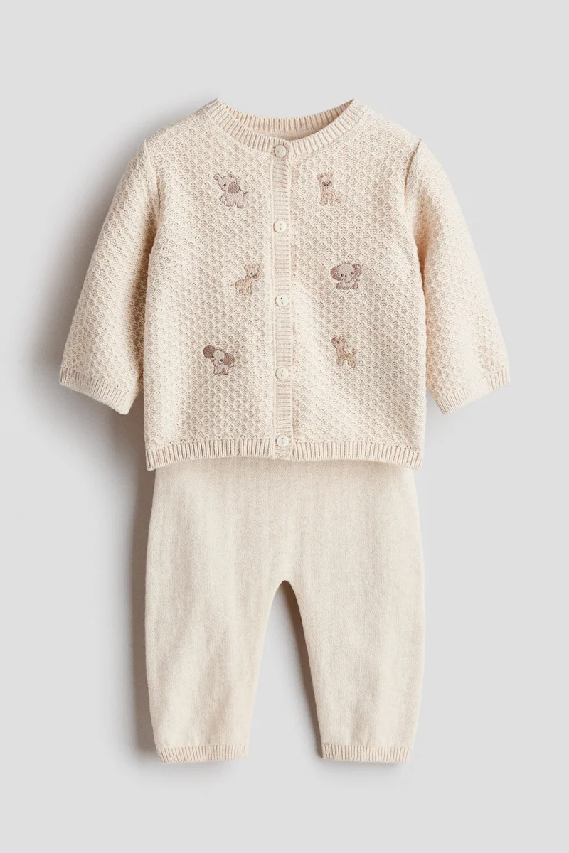 H&M 2-piece embroidery-detail cotton set
