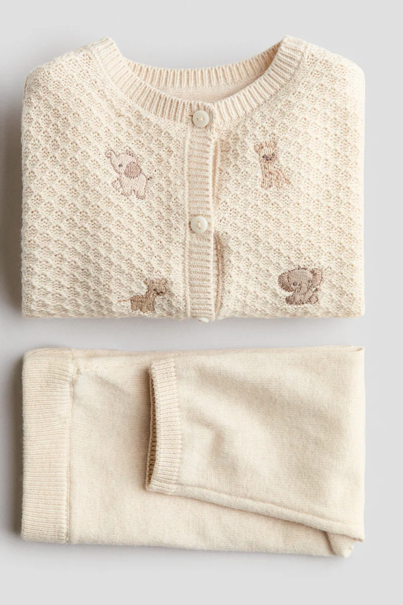H&M 2-piece embroidery-detail cotton set