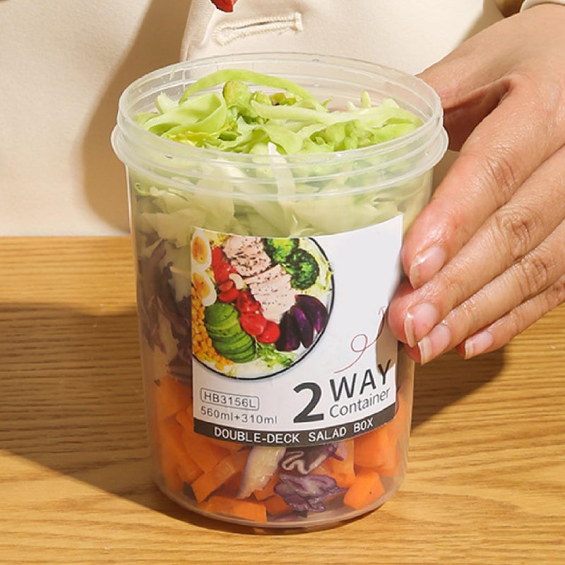 Large Capacity Reusable Salad Shaker Cup with Fork Portable Snack Container - Image 5