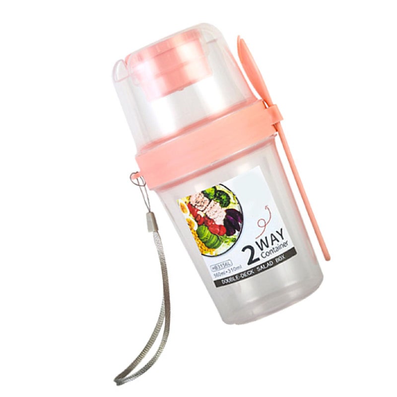 Large Capacity Reusable Salad Shaker Cup with Fork Portable Snack Container - Image 2