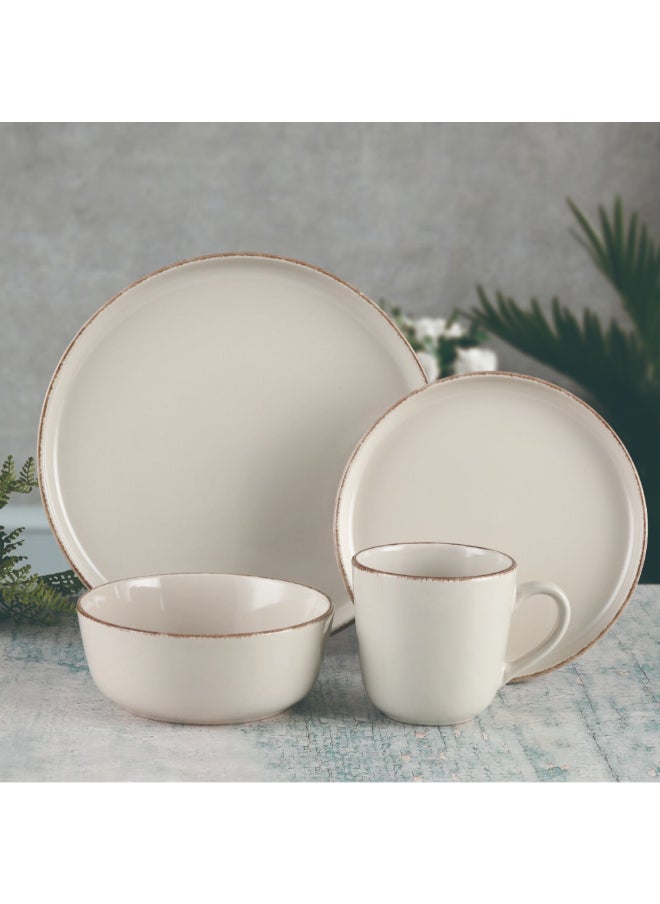 Bien Servi 16-Piece Elegant Design High Quality Stoneware Dinner Set Beige 28.5 x 28.5 x 30 cm ST7572-BG  - Image 2