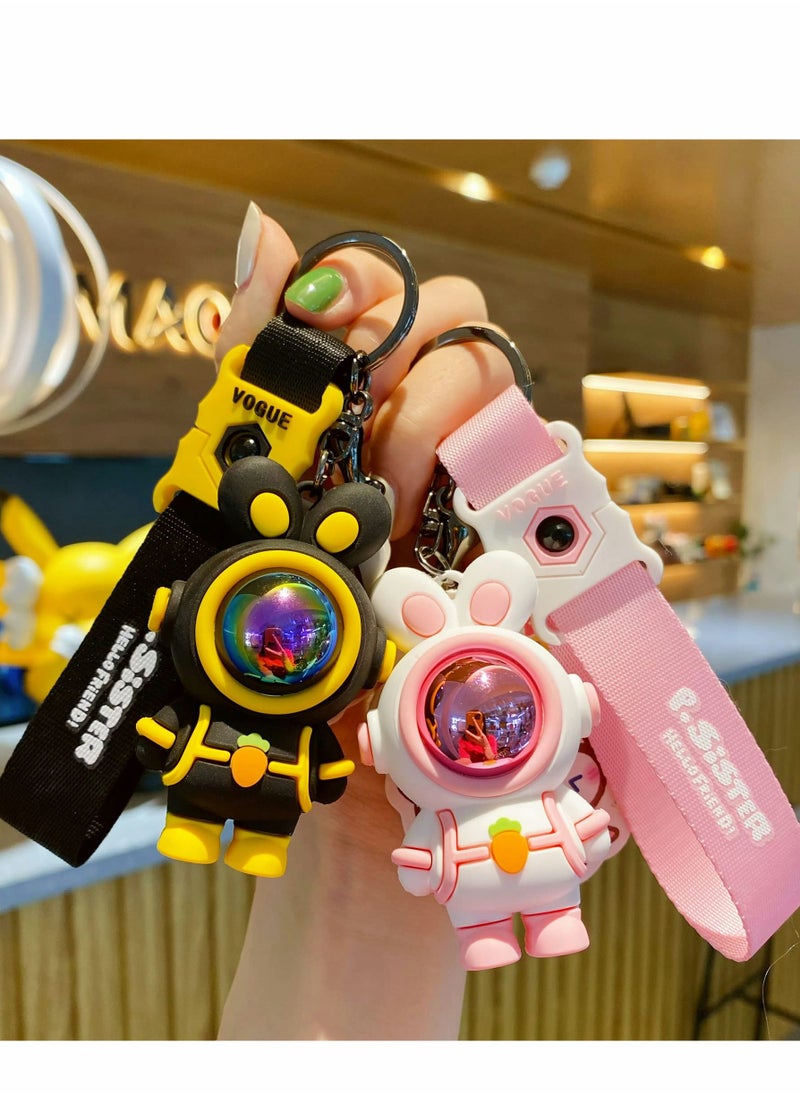 Generic - Creative Astronaut & Bunny Keychain for Men & Women - Soft PVC Car Key Ring & Bag Pendant Holder, Stylish Lanyard Decoration - Image 1