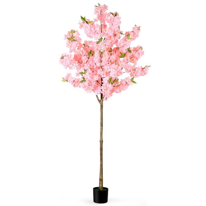 ARTIFICIAL CHERRY BLOSSOM TREE FAKE PLANTS INDOOR DECOR FAUX PINK SAKURA FLOWERS FOR LIVING ROOM HOME HOUSE ENTRYWAY BEDROOM OFFICE INSIDE DECORATIONS 6FT