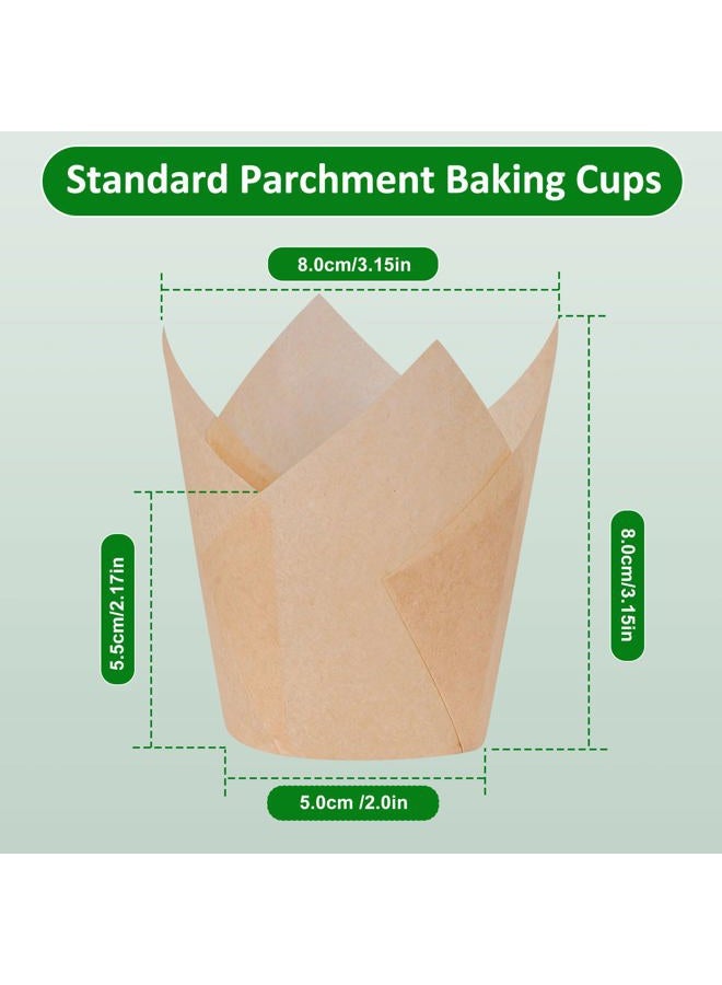 Caperci 150pcs Natural Tulip Cupcake Liners Unbleached European Parchment Paper Baking Cups Muffin Liners for Party, Wedding, Christmas, Birthday - Image 4
