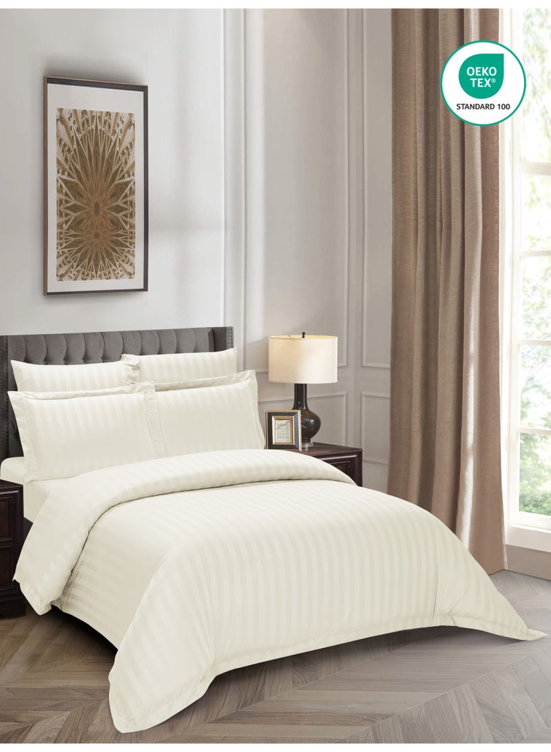 Donetella Hotel Striped Duvet Cover Set, Fits 200x200 cm Size Bed, 6-Pcs King Size Bedding Set, Brushed Microfiber Fabric, (Filler Not Included). - Image 2