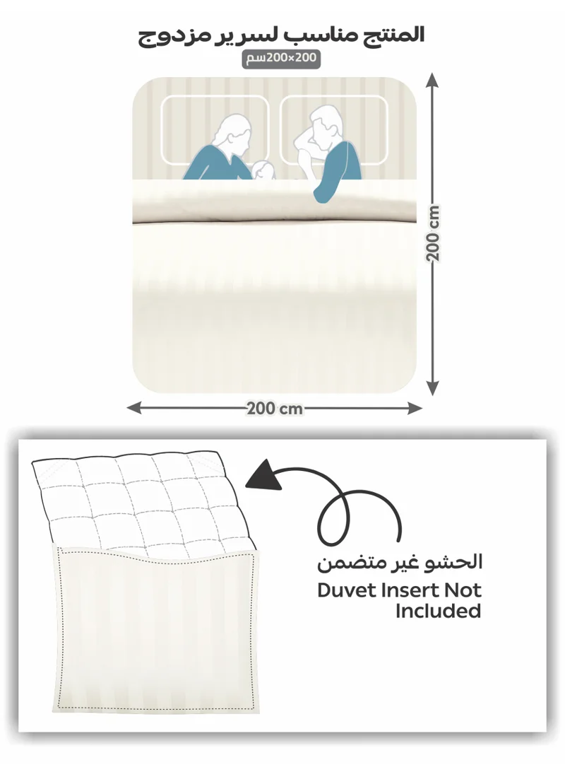 Donetella Snow White Hotel Striped Duvet Cover Set, Fits 200x200 cm Size Bed, 6-Pcs King Size Bedding Set, Brushed Microfiber Fabric, (Filler Not Included).  | Best Price UAE