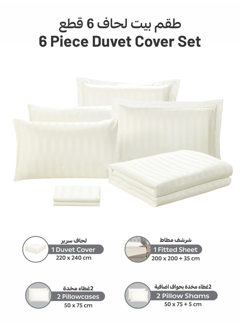 Donetella Hotel Striped Duvet Cover Set, Fits 200x200 cm Size Bed, 6-Pcs King Size Bedding Set, Brushed Microfiber Fabric, (Filler Not Included). - Image 4