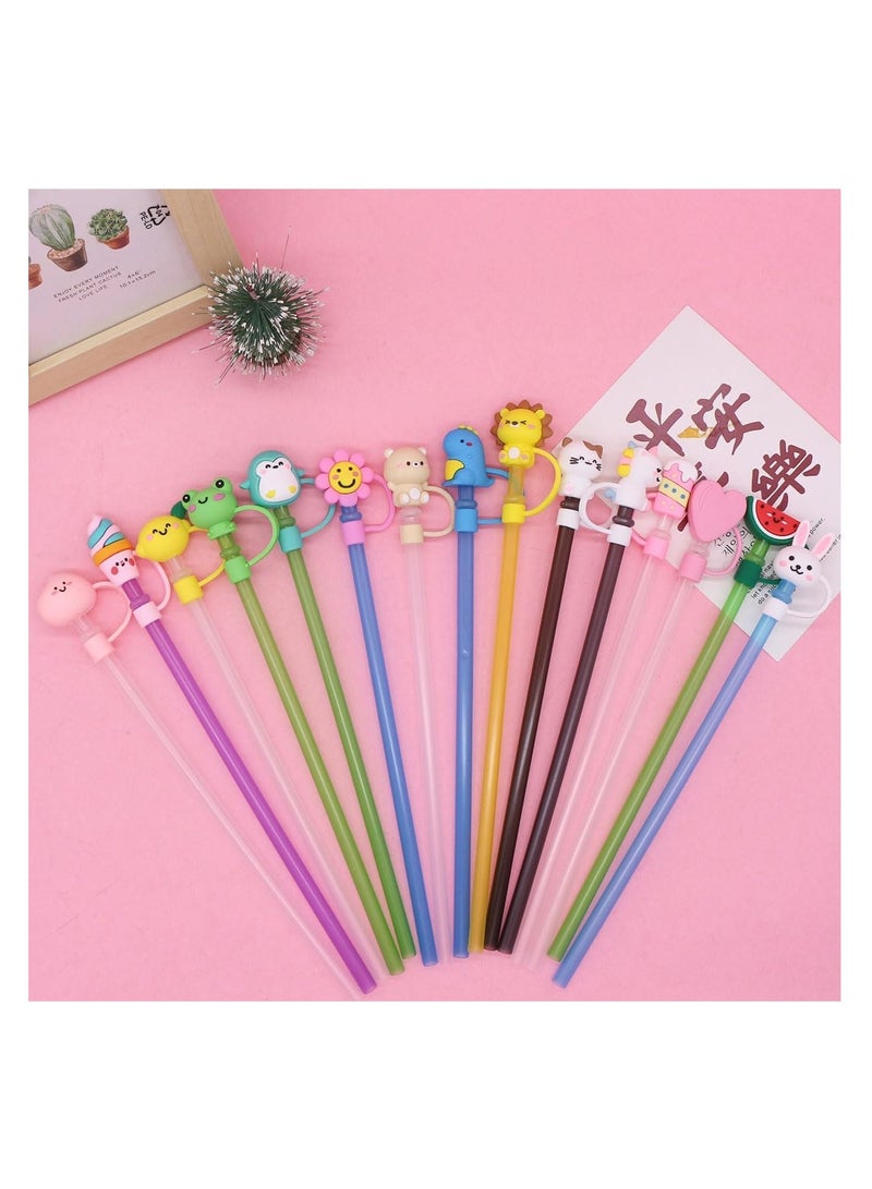 ECVV ECVV 10Pcs Straw Cover Cap for Stanley Cup Cute Cup and Flower Shape Silicone Straw Lids, Reusable Dust-Proof Straw Topper for Stanley Tumbler Accessories, 10mm  - Image 2