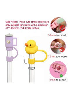 ECVV ECVV 10Pcs Straw Cover Cap for Stanley Cup Cute Cup and Flower Shape Silicone Straw Lids, Reusable Dust-Proof Straw Topper for Stanley Tumbler Accessories, 10mm  - Image 4