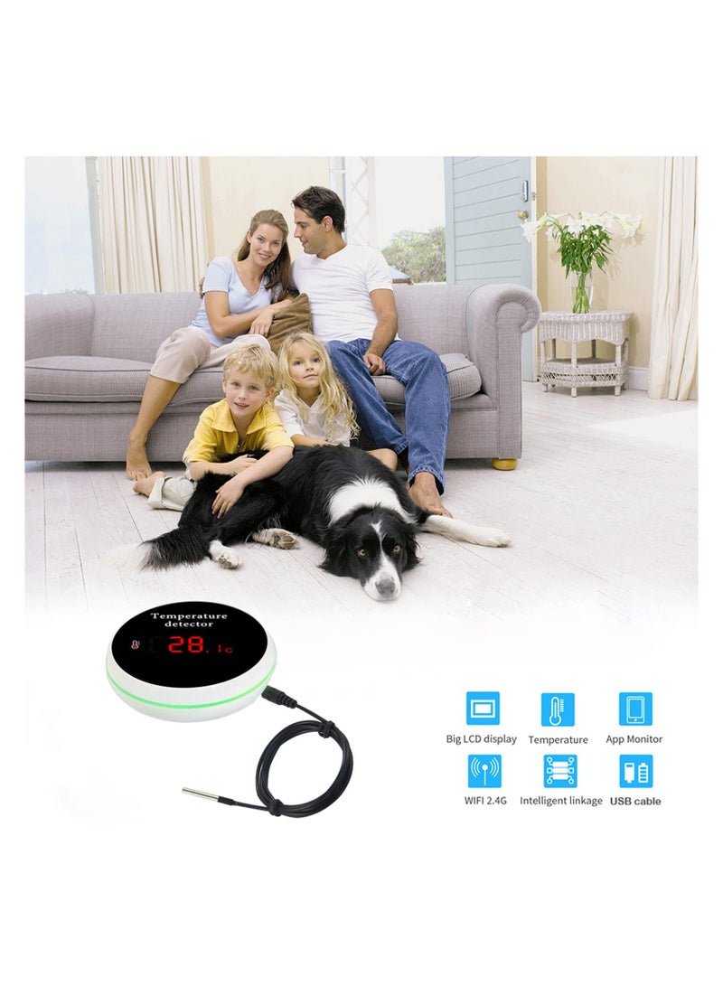 WiFi Temperature Sensor with Waterproof External Probe, Tuya Smart Temperature Monitor with Backlit LCD Display, Rechargeable Battery, Remote Control Monitor for Refrigerator, Fish Tank - Image 4