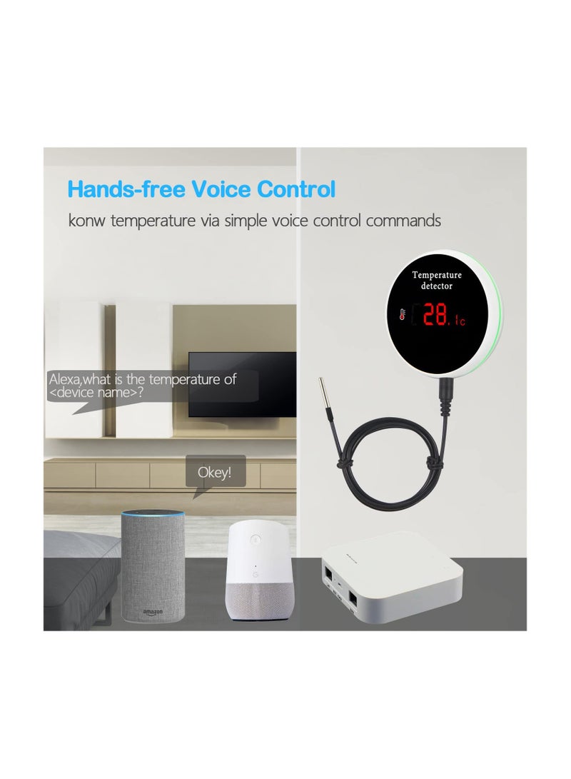 WiFi Temperature Sensor with Waterproof External Probe, Tuya Smart Temperature Monitor with Backlit LCD Display, Rechargeable Battery, Remote Control Monitor for Refrigerator, Fish Tank - Image 5