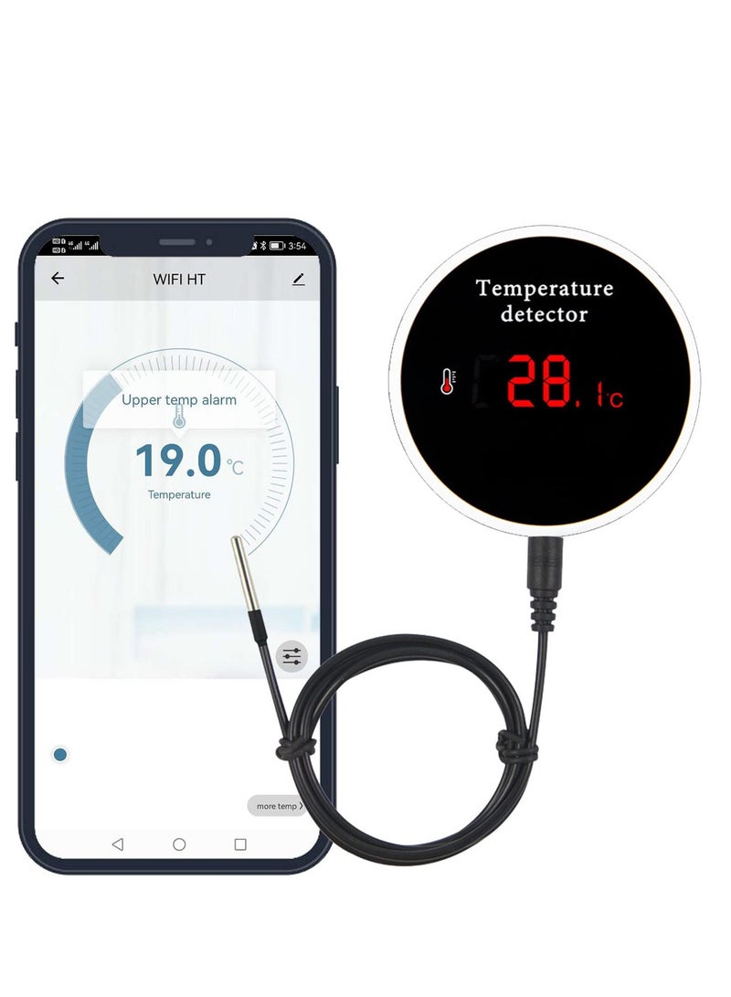 WiFi Temperature Sensor with Waterproof External Probe, Tuya Smart Temperature Monitor with Backlit LCD Display, Rechargeable Battery, Remote Control Monitor for Refrigerator, Fish Tank - Image 1