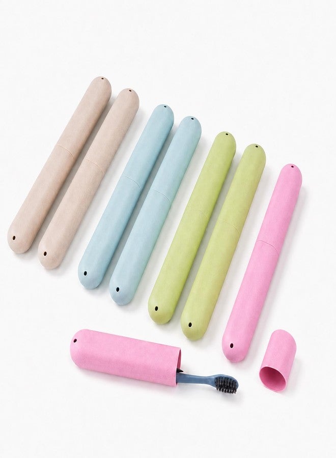 YKuzLx 8 Pack Travel Toothbrush Case, Portable Toothbrush Travel Case with Ventilation Hole for Business Trip, Camping, Home(Blue,Pink,Green,Beige) - Image 1