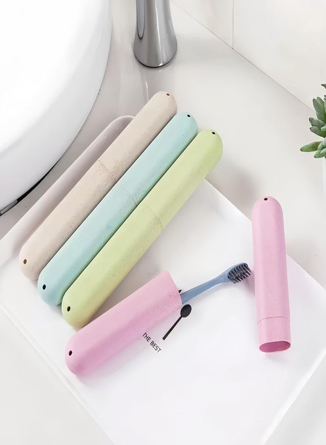 YKuzLx 8 Pack Travel Toothbrush Case, Portable Toothbrush Travel Case with Ventilation Hole for Business Trip, Camping, Home(Blue,Pink,Green,Beige) - Image 4