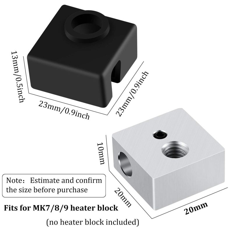 Frienda 10pcs 3D Printer Hotend Silicone Sock Heater Block Silicone Cover Compatible with Creality Cr-10, Mk7/8/9, S4 S5, Anet A8, Hotend Extruder (Black) - Image 3