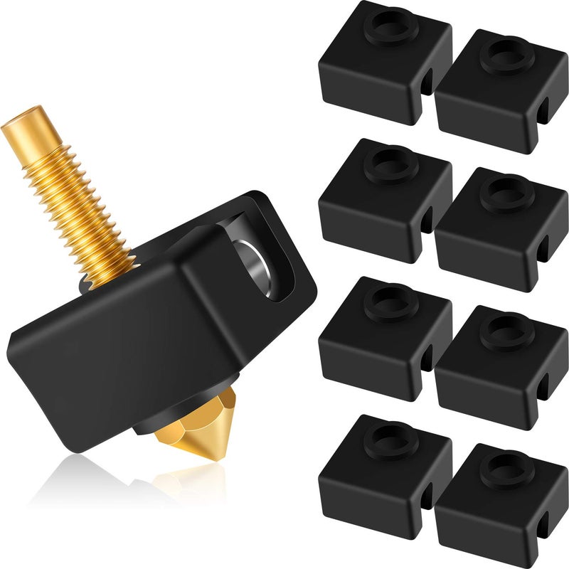 Frienda 10pcs 3D Printer Hotend Silicone Sock Heater Block Silicone Cover Compatible with Creality Cr-10, Mk7/8/9, S4 S5, Anet A8, Hotend Extruder (Black) - Image 1