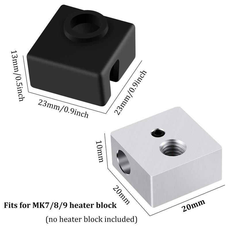 Frienda 10pcs 3D Printer Hotend Silicone Sock Heater Block Silicone Cover Compatible with Creality Cr-10, Mk7/8/9, S4 S5, Anet A8, Hotend Extruder (Black) - Image 2