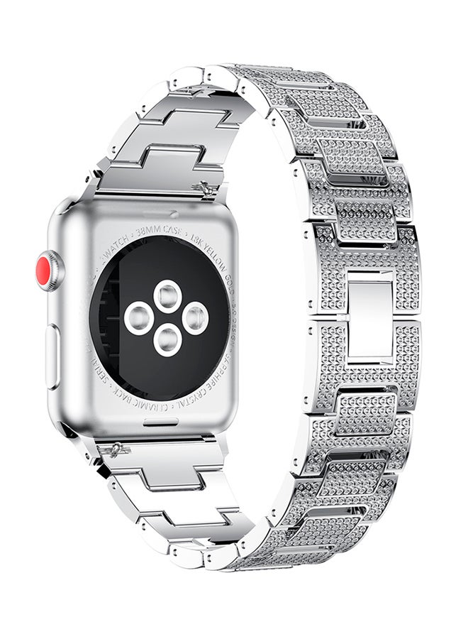 ISank Bling Crystal Jewelry Replacement Wrist Band For Apple Watch Series 3/2/1 Silver - Image 3
