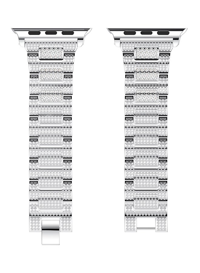 ISank Bling Crystal Jewelry Replacement Wrist Band For Apple Watch Series 3/2/1 Silver - Image 2