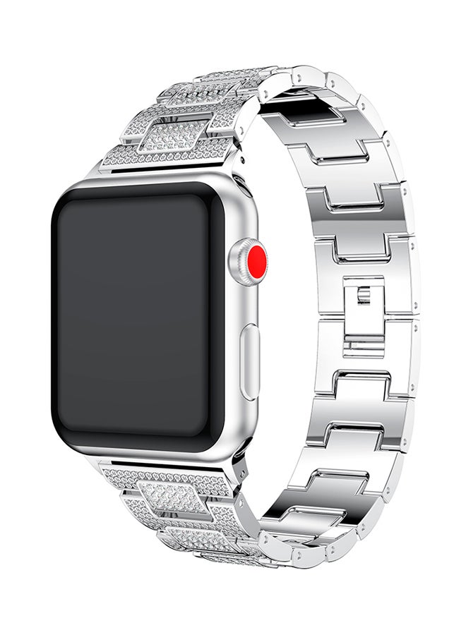 ISank Bling Crystal Jewelry Replacement Wrist Band For Apple Watch Series 3/2/1 Silver - Image 4