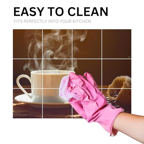 Brandian Kitchen Tile Stickers Coffee Cup Theme for Kitchen Walls, Elegant Backsplash Decor, Waterproof and Oil-Proof, Ideal for Coffee Lovers (12pcs, Pre Cut Tiles)-Self-Adhesive - Image 4