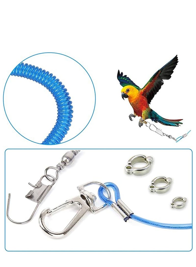 Parrot Flying Rope, 6 Meters Parrot Foot Chain Flying Training Outdoor，Anti-Bite Elastic String Training Harness,Bird Training Rope Bird For Pet,Blue. - Image 2