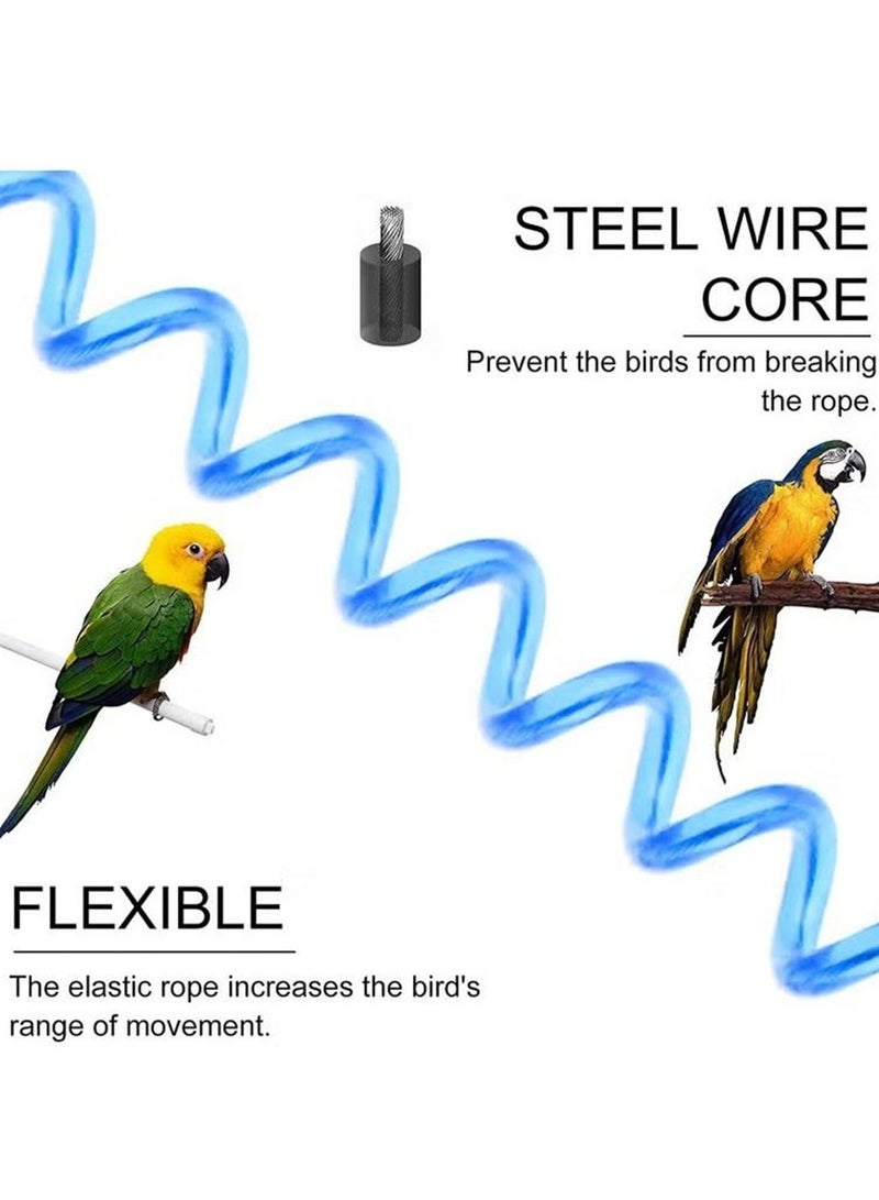 Parrot Flying Rope, 6 Meters Parrot Foot Chain Flying Training Outdoor，Anti-Bite Elastic String Training Harness,Bird Training Rope Bird For Pet,Blue. - Image 3