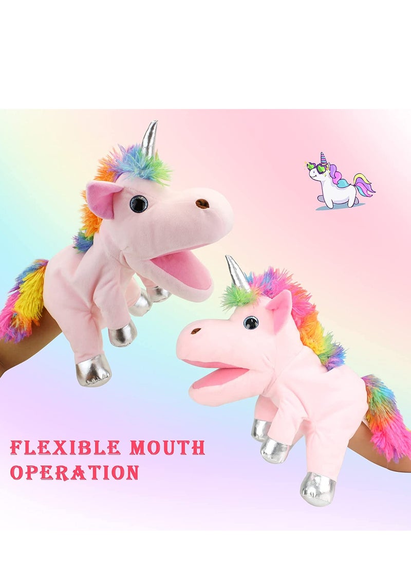 Excefore Animal Hand Puppets Unicorn Toys, Role-Play Toy Puppets for Kids Storytelling Imaginative Pretend Play Teaching Preschool Gifts for  Adults Kids Girls Boys Plush Stuffed Unicorn - Image 4